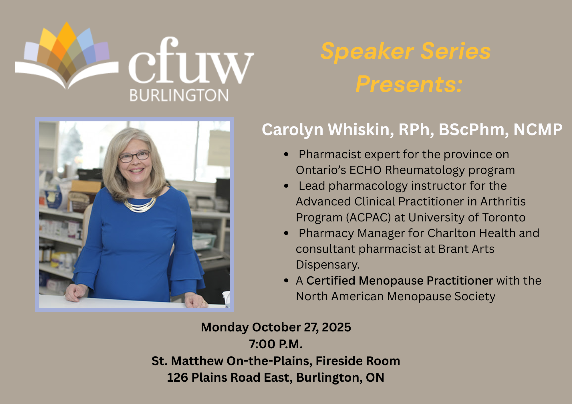 Carolyn Whiskin, RPh, BScPhm, NCMP (1) October 2025 speaker